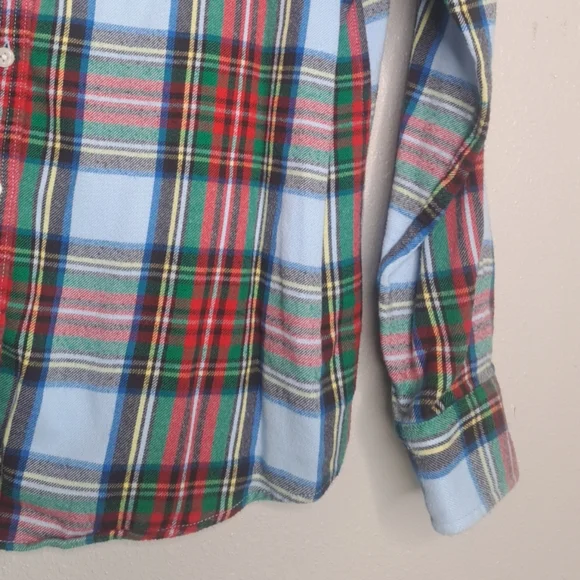 Land’s End Flannel Button-down Shirt Women's Sz 14 Large Plaid Long Slveeve - Picture 16 of 16